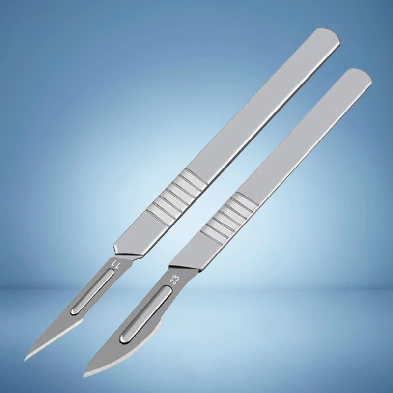 Sada 2x Skalpel chirurgický + úložný box, (rukojeť model 3 a 4) + 20x náhradní čepelky číslo 11 a 23