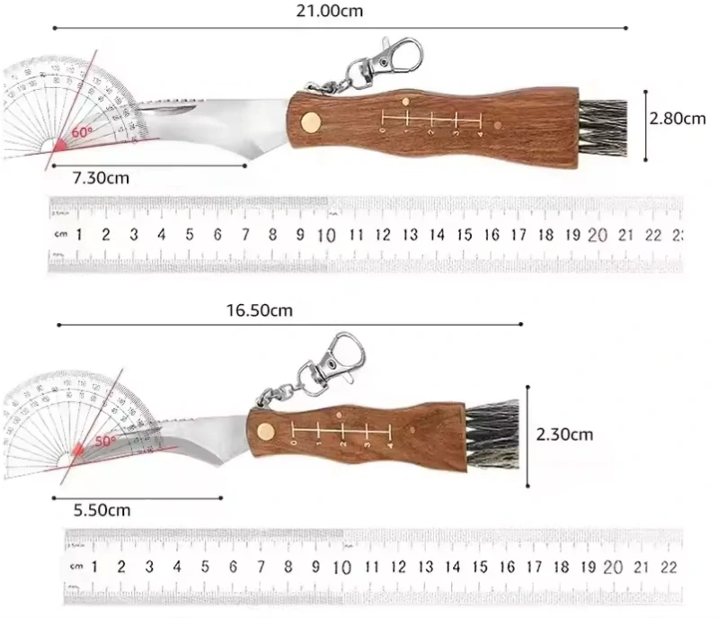 Zavírací nůž  na houby s čistícím štětečkem - (velký)